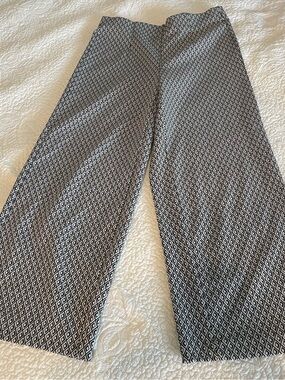 Black & White Diamond Print Cropped Wide Leg Pants